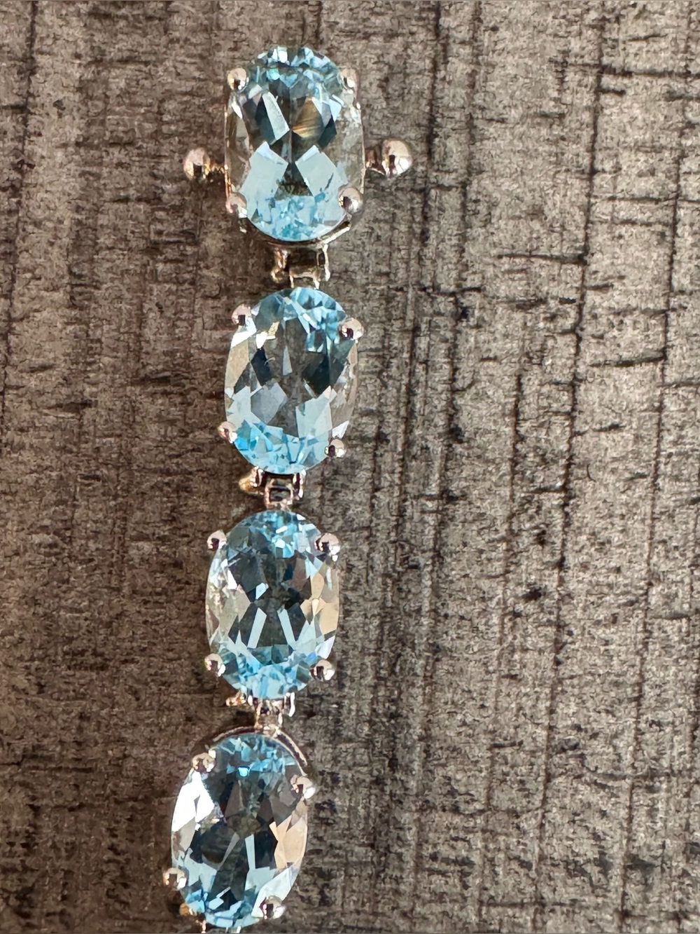 Beautiful Swiss Blue Topaz Tennis bracelet, set in sterling silver